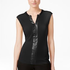 Calvin Klein Contrast-Trim Chain Neck Top
